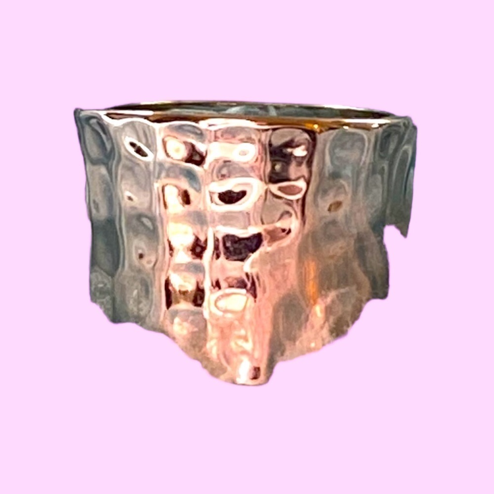 Silver Hammered Effect Cocktail Ring NWOT